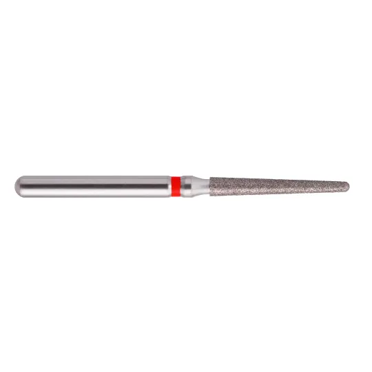 fraise diamantée CoolCut cône bout rond long 199-016F (850) grain fin bague rouge F