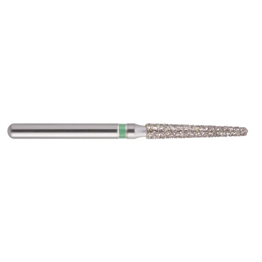 fraise diamantée CoolCut cône bout rond long 199-016C (850) gros grain bague verte C