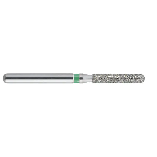 fraise diamantée CoolCut cylindre bout rond 141S-016 (881KS1) gros grain bague verte C