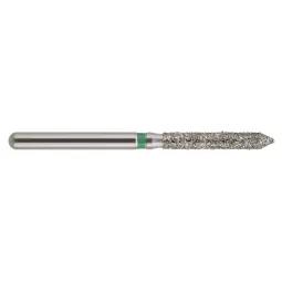 fraise diamantée CoolCut cylindre biseauté long 131-016C (886) gros grain bague verte C