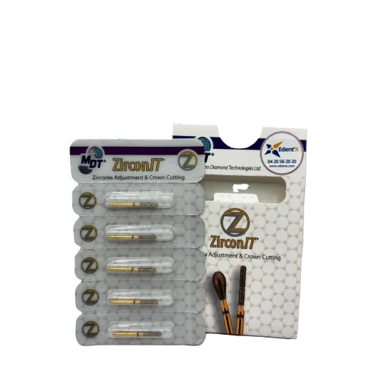 blister de 5 fraises dentaires diamantées à zircone ZIRCONIT Cylindre bout rond 141