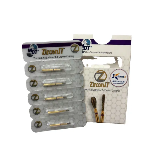 blister de 5 fraises dentaires diamantées à zircone ZIRCONIT Aiguille "Touati" 540-010