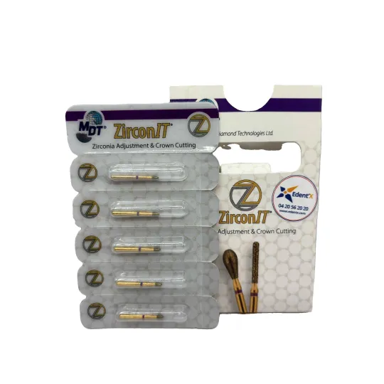 blister de 5 fraises dentaires diamantées à zircone ZIRCONIT Flamme courte 246-014