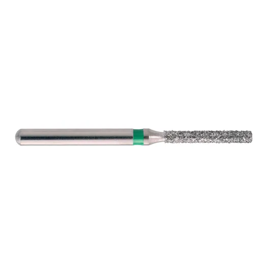 fraise diamantée CoolCut cylindre bout plat 111-012C (837) gros grain bague verte C