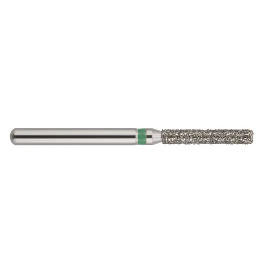 fraise diamantée CoolCut cylindre bout plat 111-014C (837) gros grain bague verte C