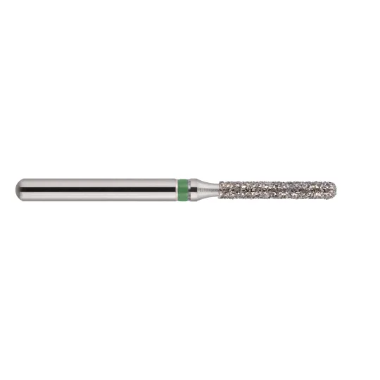 fraise diamantée CoolCut cylindre bout rond 141-012C (881KS1) gros grain bague verte C