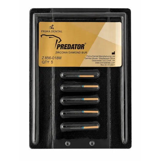 blister X5 fraise zircone Predator Zirconia Cône bout rond 856-018M